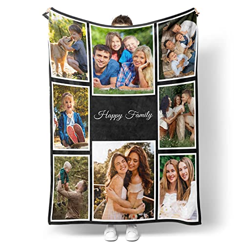 Customized Blankets with Photos Personalized Picture Collage Blanket Soft Using My Own Photos Custom Memorial Gifts for Mothers Day, Mom, Dad, Family, Friends, Couples, Dogs 30"x40"