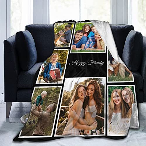 Customized Blankets with Photos Personalized Picture Collage Blanket Soft Using My Own Photos Custom Memorial Gifts for Mothers Day, Mom, Dad, Family, Friends, Couples, Dogs 30"x40"