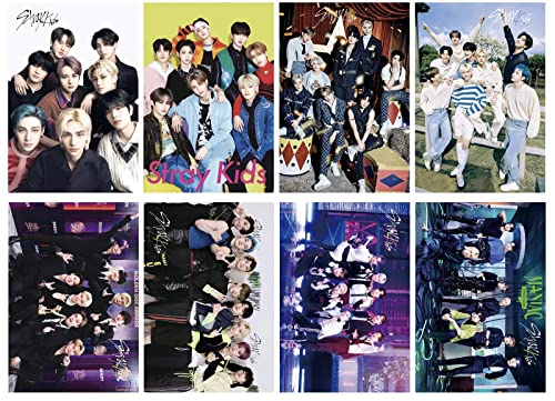 Stray Kids Posters,8 Sheets Stray Kids Wall Poster Room Decoration (16" X 11")(Red)