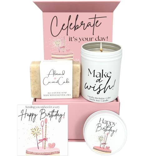 Happy Birthday Gifts for Women, Birthday Box Set - Birthday Candles Gifts for Her, Cute Candles Gifts for Women - Gifts for Women Birthday Unique, Gift Ideas for Friend, Mom, Sister, Coworker, Female