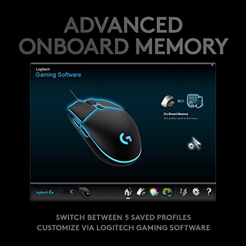 Logitech G PRO Hero Wired Gaming Mouse, 12000 DPI, RGB Lightning, Ultra Lightweight, 6 Programmable Buttons, On-Board Memory, Compatible with PC/Mac - Black