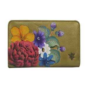anuschka hand-painted women’s rfid genuine leather two fold organizer wallet – dreamy floral