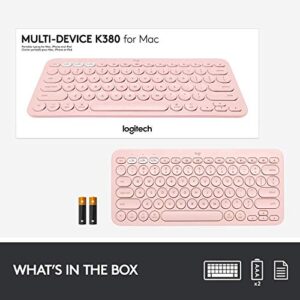 Logitech K380 Multi-Device Wireless Bluetooth Keyboard Designed for Windows, Mac, Chrome OS, Android, iOS, Apple TV, Space-Saving Compact Design - Rose (Renewed)