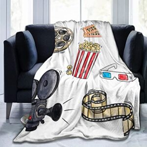 thinye 3d popcorn film throw blanket for kids baby soft fleece blanket for adults men,twin (80”×60”)