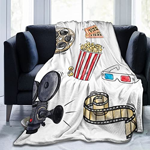 Thinye 3D Popcorn Film Throw Blanket for Kids Baby Soft Fleece Blanket for Adults Men,Twin (80”×60”)