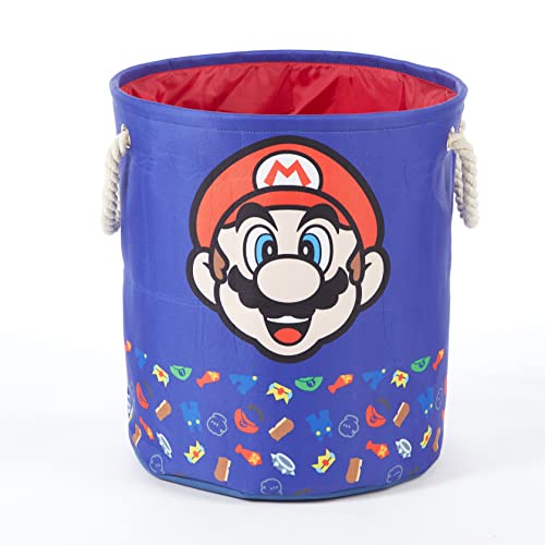 Idea Nuova Nintendo Super Mario 3 Piece Multi Size Fabric Nestable Toy Storage Basket Set, with Rope Carry Handles