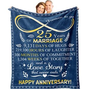 25th Wedding Anniversary Blanket Gifts for Couple, 25th Silver Anniversary Wedding Gifts, 25th Year Anniversary, 25th Anniversary Throw Blanket Gifts Ideas for Wife Husband Him Her 60"x50"