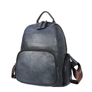 iswee retro leather women backpack small purse cute anti-theft casual soft travel daypack college bag school bookbag (black)