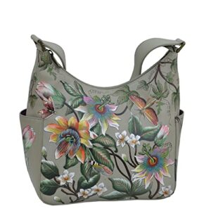 anuschka women’s hand painted genuine vegetable tanned leather hobo – floral passion
