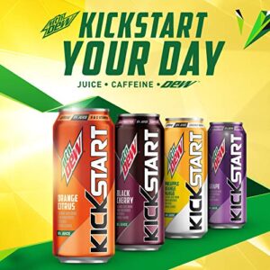 Mountain Dew Kickstart, Fruit Punch, 92mg Caffeine, Vitamins B & C, 80 Calories, 5% Juice, 16 fl oz (12 Count)