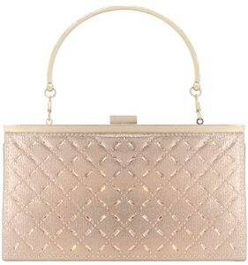 metal top-handle women evening clutch purse bag crystal rhinestone handbags champaign medium