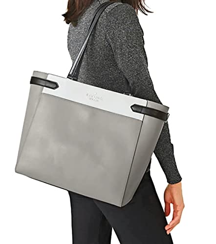 Kate Spade Staci Laptop Tote Triple compartment Leather Nimbus Grey Multi/Silver