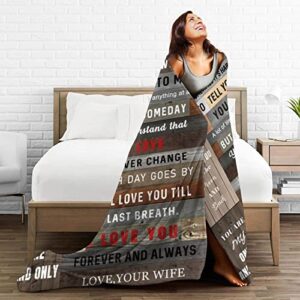 LLARREH to My Husband Blanket from Wife Throw Blankets for Couch Sofa Bed Warm Birthday Anniversary 50X60 Inch