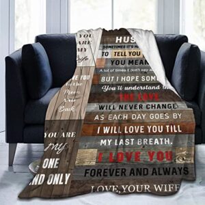 LLARREH to My Husband Blanket from Wife Throw Blankets for Couch Sofa Bed Warm Birthday Anniversary 50X60 Inch