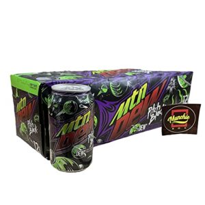 Mountain Dew Pitch Black Soda - Munchie Box Stash (Regular, Pack of ( 12 ) 12 Oz Cans)