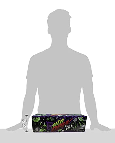 Mountain Dew Pitch Black Soda - Munchie Box Stash (Regular, Pack of ( 12 ) 12 Oz Cans)