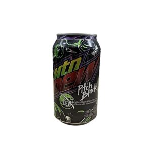 Mountain Dew Pitch Black Soda - Munchie Box Stash (Regular, Pack of ( 12 ) 12 Oz Cans)