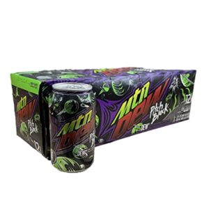 Mountain Dew Pitch Black Soda - Munchie Box Stash (Regular, Pack of ( 12 ) 12 Oz Cans)