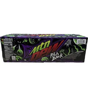 Mountain Dew Pitch Black Soda - Munchie Box Stash (Regular, Pack of ( 12 ) 12 Oz Cans)