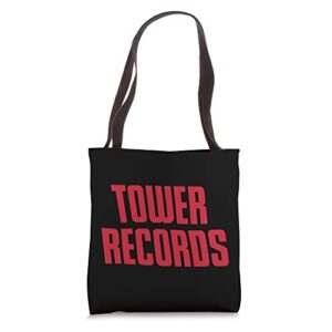 tower record retro vintage music tote bag