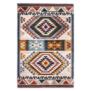 Fashriend Rita Machine Washable Door Mat Small Rug 2'×3' Non-Slip Foldable for Entrance Bedroom Kitchen Moroccan Tribal Vintage Brown Family & Pet Friendly Accent Rug