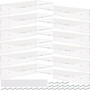 12 pack acrylic floating shelves 12 inch clear acrylic shelf wall display 4 mm thick invisible book shelves for bedroom, living room, bathroom, office