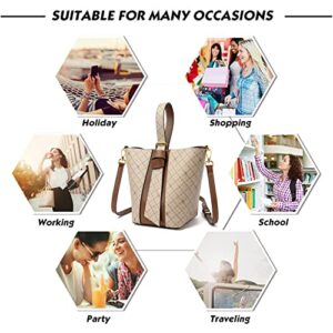 Bucket Bags for Women Soft PU Leather Shoulder Bags Tote Purses and Handbags Fashion Crossbody Bag (Beige)