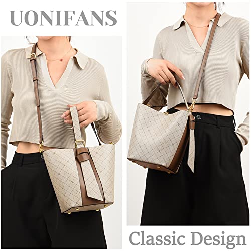 Bucket Bags for Women Soft PU Leather Shoulder Bags Tote Purses and Handbags Fashion Crossbody Bag (Beige)