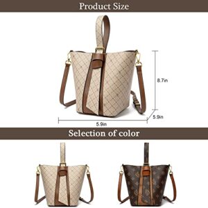 Bucket Bags for Women Soft PU Leather Shoulder Bags Tote Purses and Handbags Fashion Crossbody Bag (Beige)