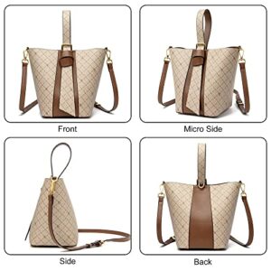 Bucket Bags for Women Soft PU Leather Shoulder Bags Tote Purses and Handbags Fashion Crossbody Bag (Beige)