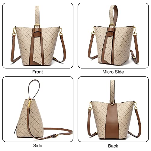 Bucket Bags for Women Soft PU Leather Shoulder Bags Tote Purses and Handbags Fashion Crossbody Bag (Beige)