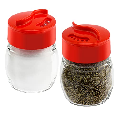 Glass Salt And Pepper Shaker Set, Spice Storage For Table Serving And Cooking With Dual Perforated Shaking Top - 3 Oz Spice Seasoning Shaker - 2 Pack