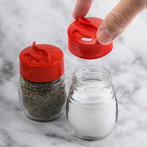 Glass Salt And Pepper Shaker Set, Spice Storage For Table Serving And Cooking With Dual Perforated Shaking Top - 3 Oz Spice Seasoning Shaker - 2 Pack