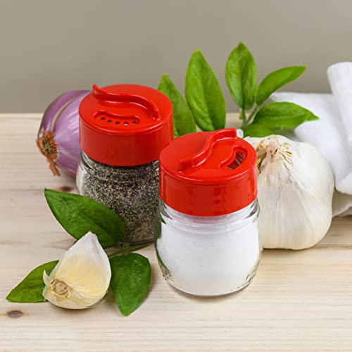 Glass Salt And Pepper Shaker Set, Spice Storage For Table Serving And Cooking With Dual Perforated Shaking Top - 3 Oz Spice Seasoning Shaker - 2 Pack