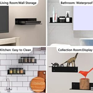 AIBORS Floating Shelves Acrylic Wall Mounted Hanging Shelf Set of 3-12 Inch Wall Display Shelf for Bedroom, Bathroom, Kitchen, Living Room, Office with Cable Clips