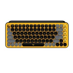 logitech pop keys mechanical wireless keyboard with customizable emoji , durable compact design, bluetooth or usb connectivity, multi-device, os compatible – blast yellow