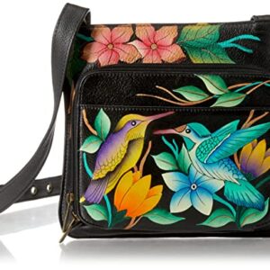 Anna by Anuschka Slim Shoulder Organizer, Birds in Paradise-Black