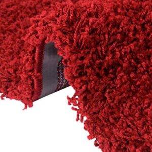 Rugs.com - Über Cozy Solid Shag Collection Rug – 8' x 10' Cherry Red Shag Rug Perfect for Living Rooms, Large Dining Rooms, Open Floorplans