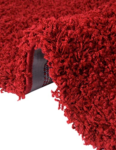 Rugs.com - Über Cozy Solid Shag Collection Rug – 8' x 10' Cherry Red Shag Rug Perfect for Living Rooms, Large Dining Rooms, Open Floorplans