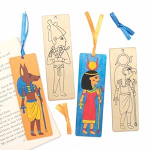 baker ross at853 egyptian wooden bookmarks – pack of 8, make your own book marker for creative arts and crafts projects, and learning to read or world book day activities