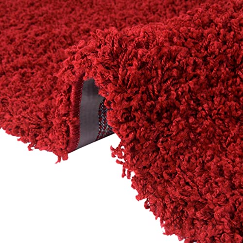 Rugs.com - Über Cozy Solid Shag Collection Rug – 9' x 12' Cherry Red Shag Rug Perfect for Living Rooms, Large Dining Rooms, Open Floorplans