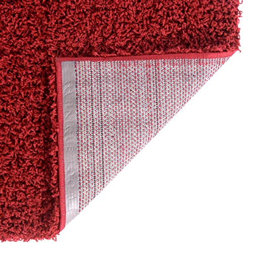 Rugs.com - Über Cozy Solid Shag Collection Rug – 9' x 12' Cherry Red Shag Rug Perfect for Living Rooms, Large Dining Rooms, Open Floorplans