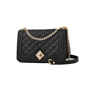 kehpish small crossbody bags for women shoulder bag quilted satchels clutch handbag with chain strap (black)