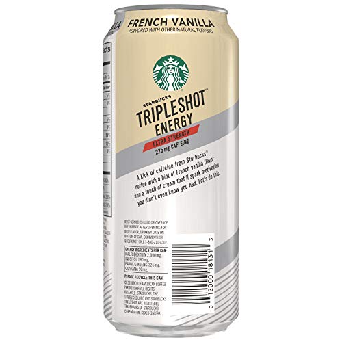 Starbucks Tripleshot Energy Extra Strength, French Vanilla, 15oz Cans (12 Pack) & Doubleshot, Espresso + Cream, 6.5 Fluid Ounce, Pack of 12