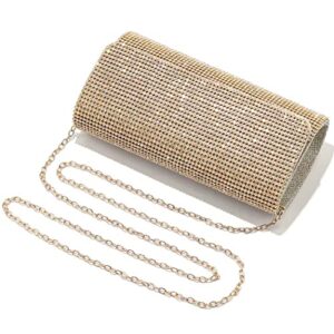 Yokawe Women's Bling Crystals Evening Clutch Bag Sparkly Rhinestone Purse Crossbody Bags Wedding Prom Party Handbags (Gold)