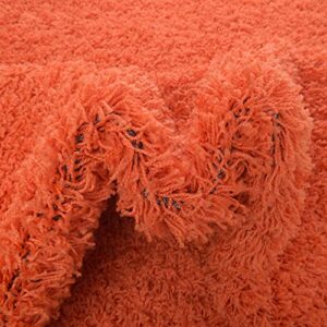 Rugs.com - Über Cozy Solid Shag Collection Rug – 4 Ft Round Tiger Orange Shag Rug Perfect for Kitchens, Dining Rooms