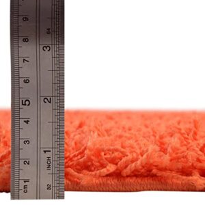 Rugs.com - Über Cozy Solid Shag Collection Rug – 4 Ft Round Tiger Orange Shag Rug Perfect for Kitchens, Dining Rooms