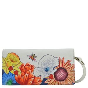 anna by anuschka women’s hand-painted genuine leather wallet on a string – floral melody