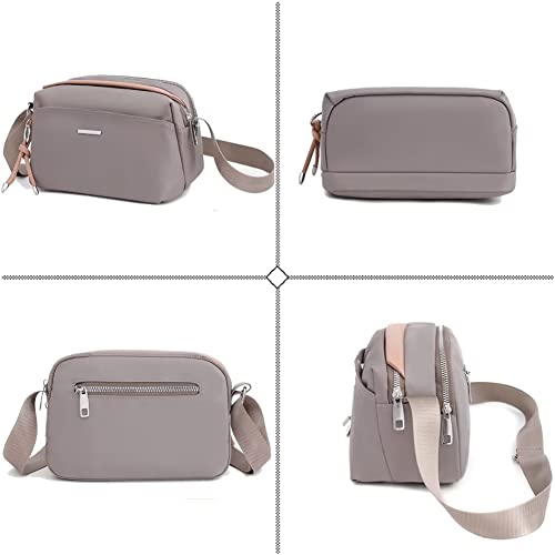 Mudono Crossbody Bag for Women Nylon Waterproof Shoulder Purse Multi Pocket Messenger Satchel Lightweight Travel Pocketbooks