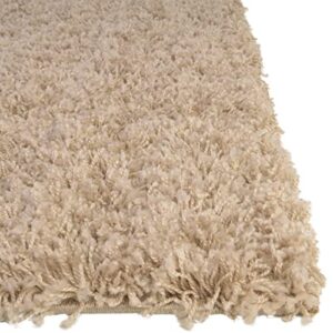 Rugs.com - Über Cozy Solid Shag Collection Rug – 2' x 3' Taupe Shag Rug Perfect for Entryways, Kitchens, Breakfast Nooks, Accent Pieces